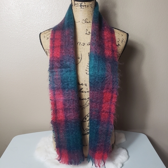 Foxford Made in Ireland Mohair Plaid Scarf - Picture 1 of 5